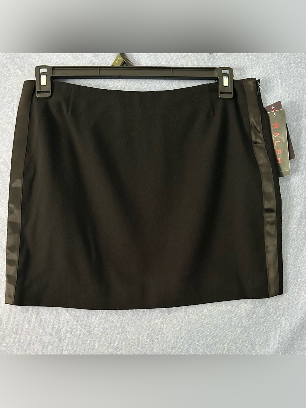 Y2K Ralph Lauren Black Satin-Trim Mini Skirt SZ 10